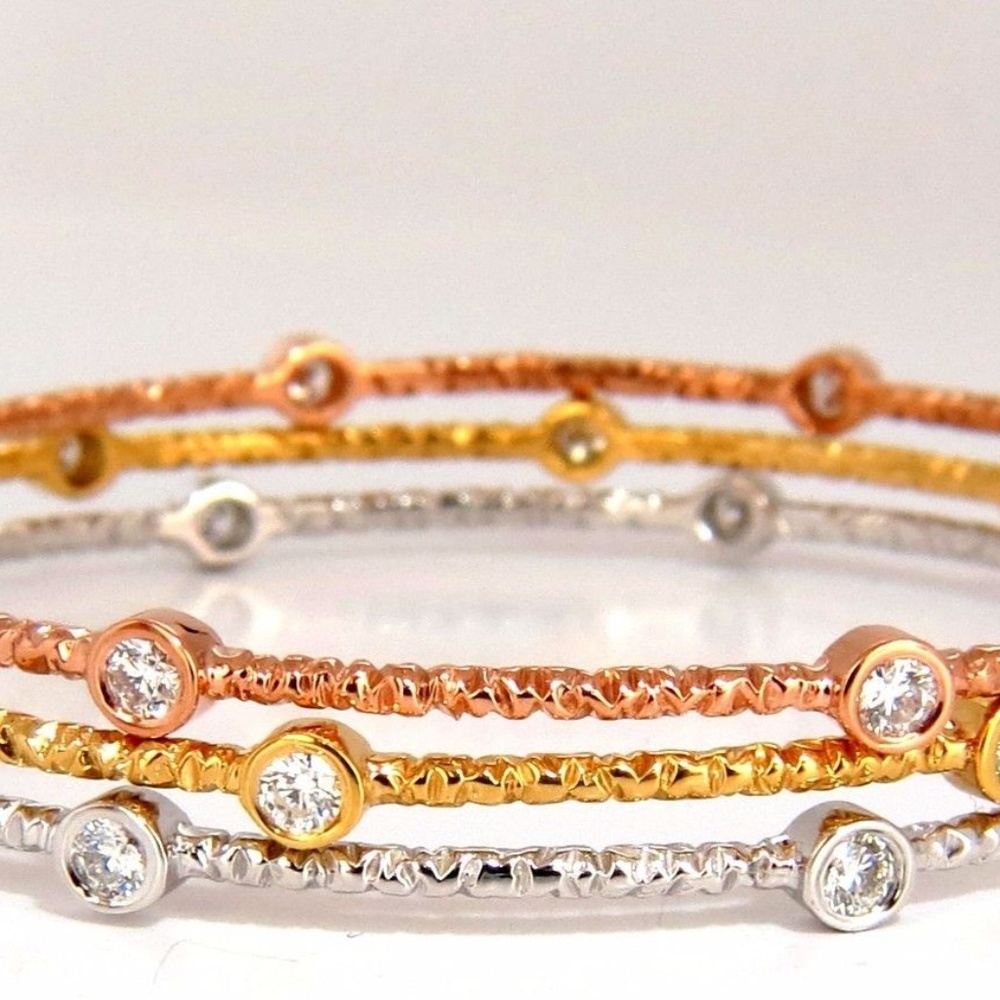 Diamond Bangle bracelets stackable hammer chisel*